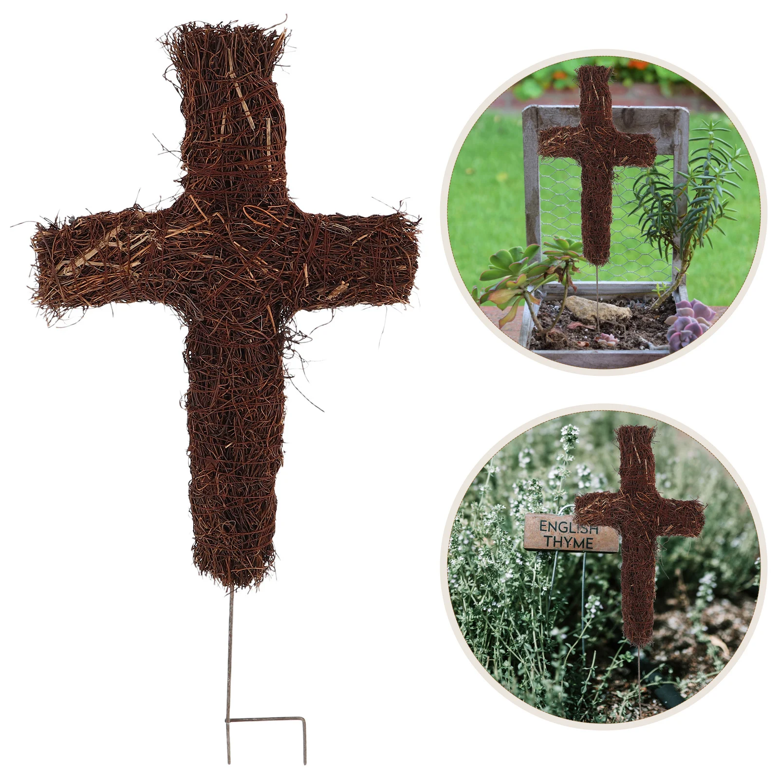 

Rattan Cross Stake Frame Unfinished Woven For Diy Christmas Garden Decoration Yard Church Memorial Gravesite Outdoor