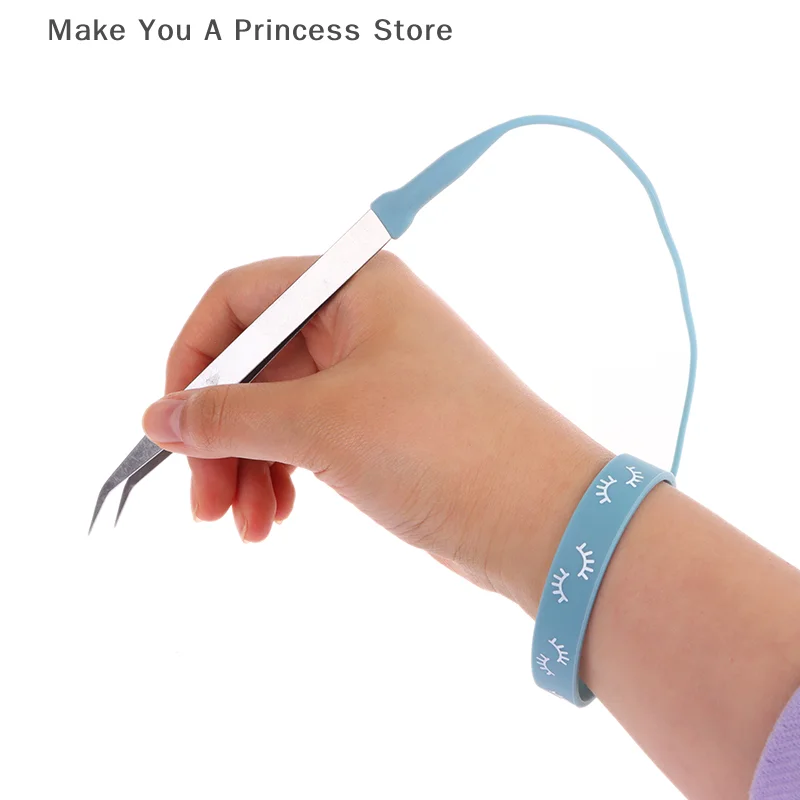 1PC Silicone Gel Wrist Strap Eyelash Tweezers Bracelet Makeup Tool for Girls Anti-Slip Grafting Tweezers Accessory