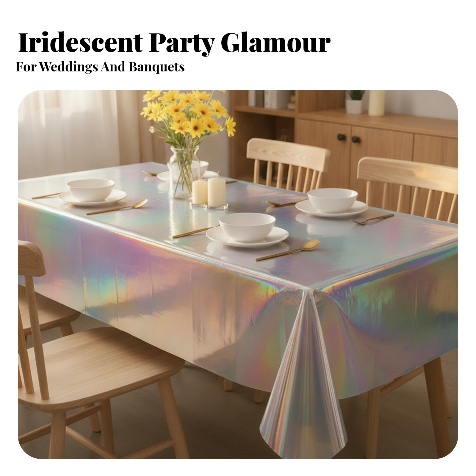 Holographic Tablecloth Shimmery Iridescent Tablecloth Holographic Table Cover Waterproof Iridescent Table Cover Shimmery