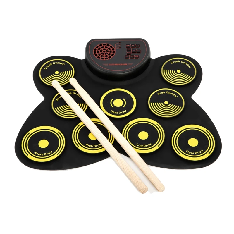 

1 Set Electronic Drum Set Lectronic Drum Pad Roll-Up Drum Pad Machine Built-In Speakerfor Kids