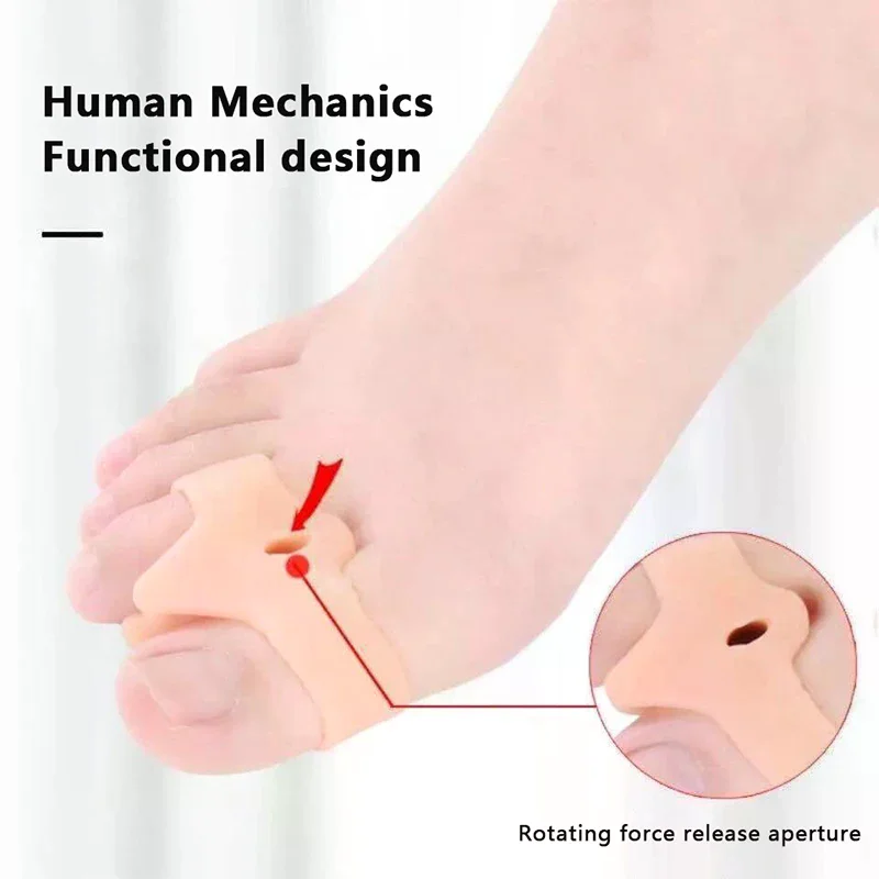

2PCS Silicone Gel Double Ring Thumb Corrector Bunion Foot Toe Hallux Valgus Protector Separator Finger Straightener Adjuster