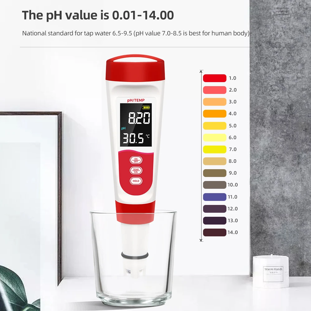 Digital PH Meter Professional คุณภาพน้ำอุณหภูมิปากกาเครื่องวัดค่าความเป็นกรด-ด่างสำหรับสระว่ายน้ำห้องปฏิบัติการ Aquarium