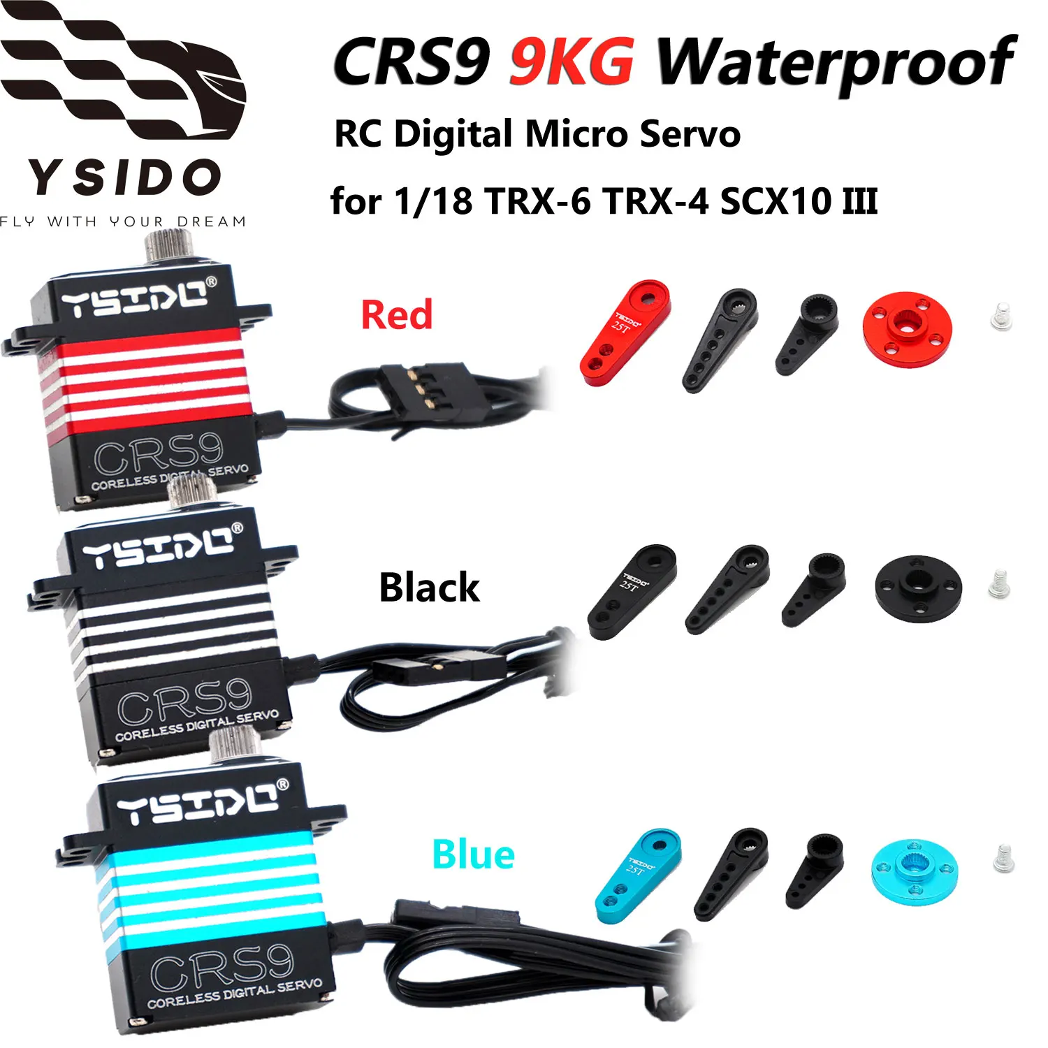 

RC Crawler Car Upgrade Parts CRS9 9KG Waterproof Servo Digital Micro Servo Metal Gear w/25T Arm for 1/18 TRX-6 TRX-4 SCX10 III