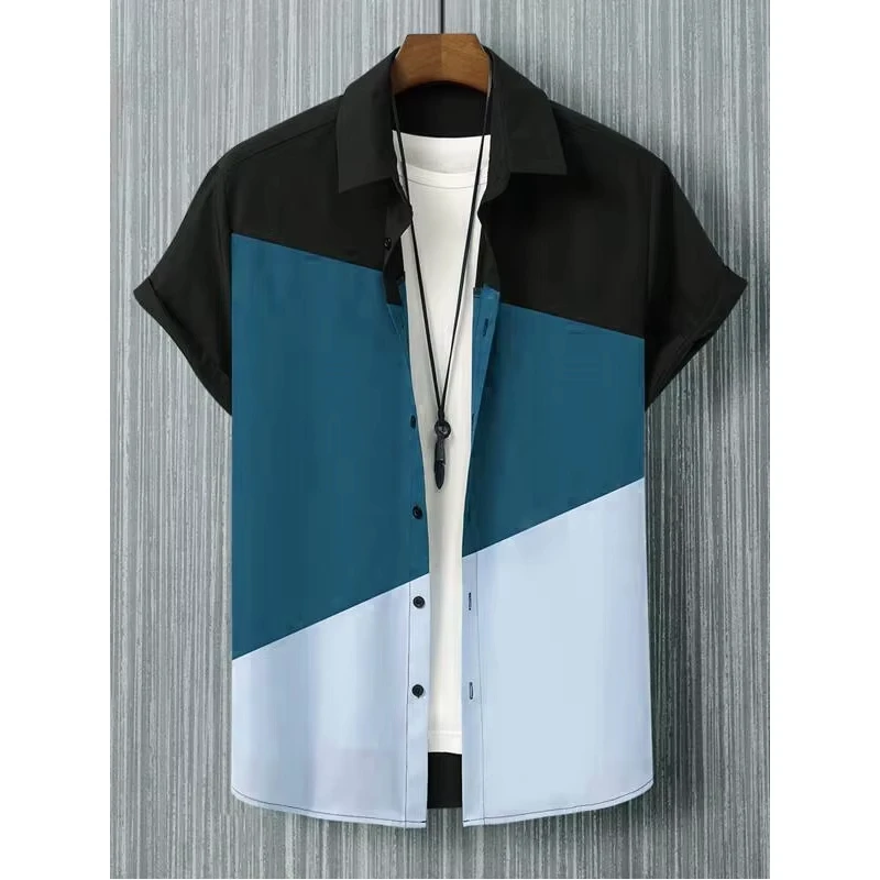 2026 Minimalist Men's Wear 3D Hawaiian Shirt Loose-Fitting Breathable Vacation-Style T-Shirt Stylish Collared Button-Down Shirt