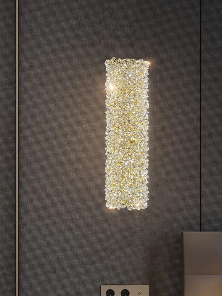 Bedroom Bedside Lamp Modern Simple Light Luxury Crystal Wall Lamp Creative Living Room TV Background Wall Aisle Gold/Silver Lamp