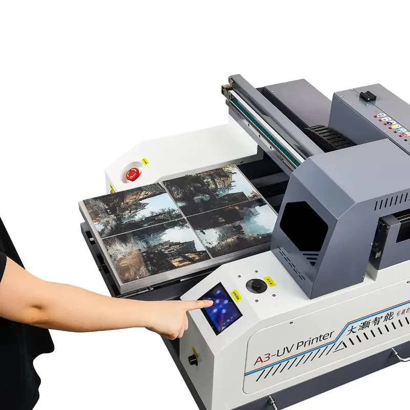 Customized 60x50cm Small UV Flatbed Printer With Ricoh Print Head Flex Material Double XP600 Head