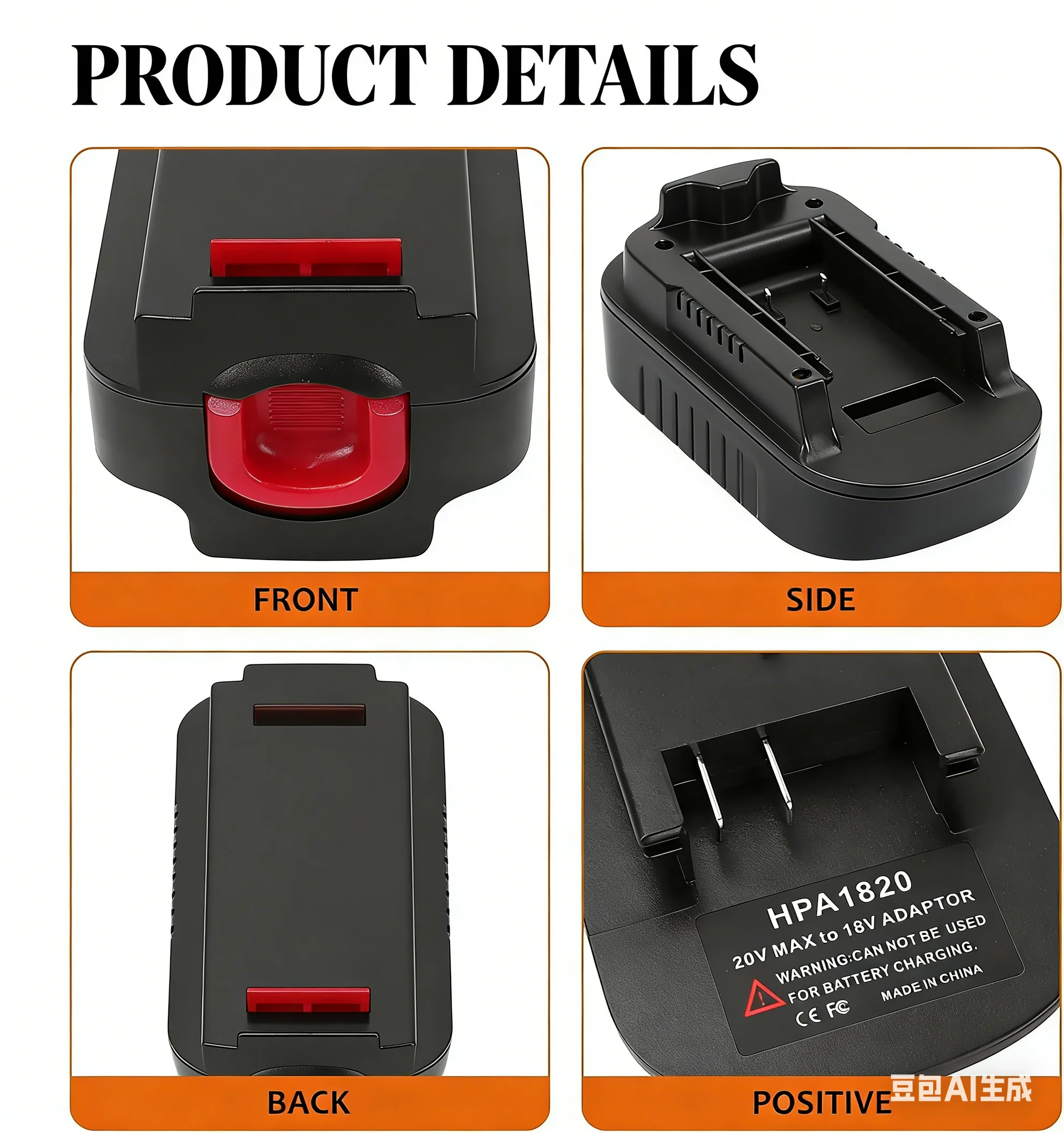 

HPA1820 Battery Adapter Converter for Black & Decker 20V Battery Convert to for Black Decker 18V NiCad & NiMh Power Tool