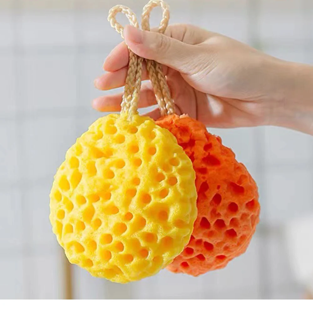 Soft Shower Sponge Ball Honeycomb Shape Cleaning Brush Shower For Rich Lather Deep Cleaning Smooth-Skin For Shower Bath Products