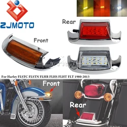 Motorcycle LED Front & Rear Fender Tip Light Mudguard Trim For Harley Heritage Softail Road King Electra Glide FLHS FLHT 1980-13