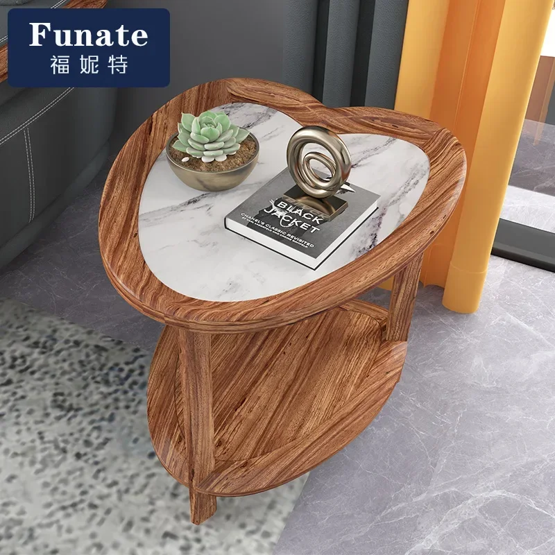 

New Chinese Marble Square Table Heart-Shaped High and Low Living Room Sofa Shaped Side Table