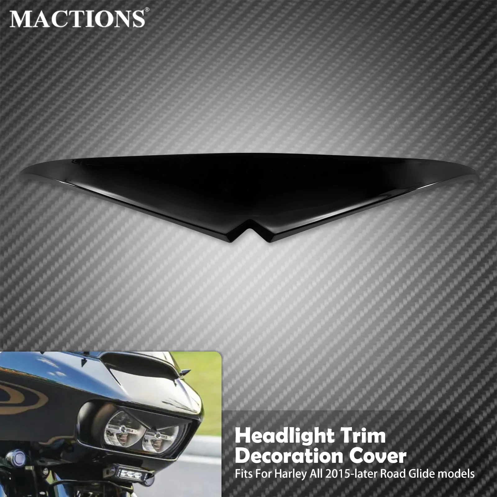 

Motorcycle Headlight Trim Cover For Harley Touring Road Glide 2015-2023 Headlamp Eyebrow Eyelid Upper Tip Visor Accent FLTRX CVO