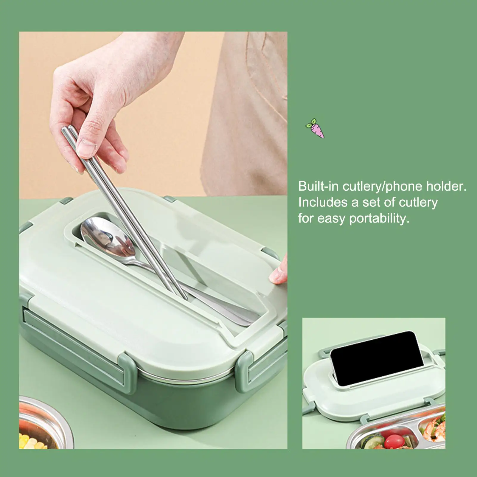 

Ланч-бокс из нержавеющей стали для детей, герметичный ланч-бокс с 3 отделениями для малышей, кухонные столовые принадлежности для спорта, летнего пикника