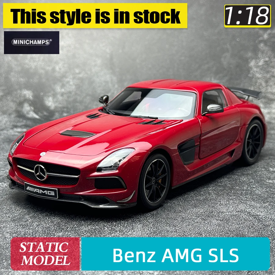 Minichamps 1:18 FOR Benz AMG SLS Gull Wing Gate Sports car metal Car model Holiday gift Static ornament