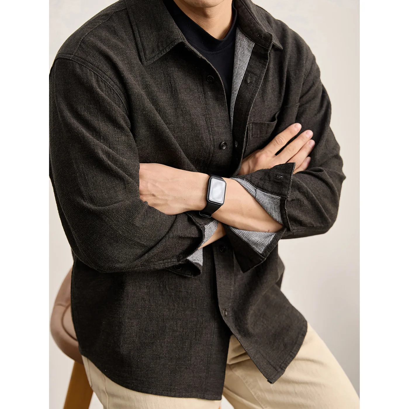 Men Fashion Vintage Loose Casual Business Commute Long Sleeve Plaid Cotton Liner Shirt Spring Autumn Shirts Clothes