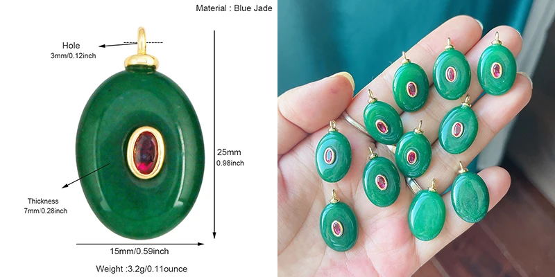 Edelstein-Charm-Anhänger aus türkisfarbenem Malachit, schwarzem Achat, rosa Quarz, 18 Karat echt vergoldeter Schmuck für die Herstellung von Halsketten, S58 – Detail 37
