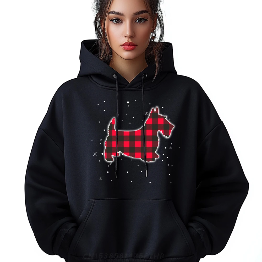 Red Plaid Scottie Christmas Matching Buffalo Family Pajama Funny Pullover Hoodies Men's Clothing 2024 Easter Day