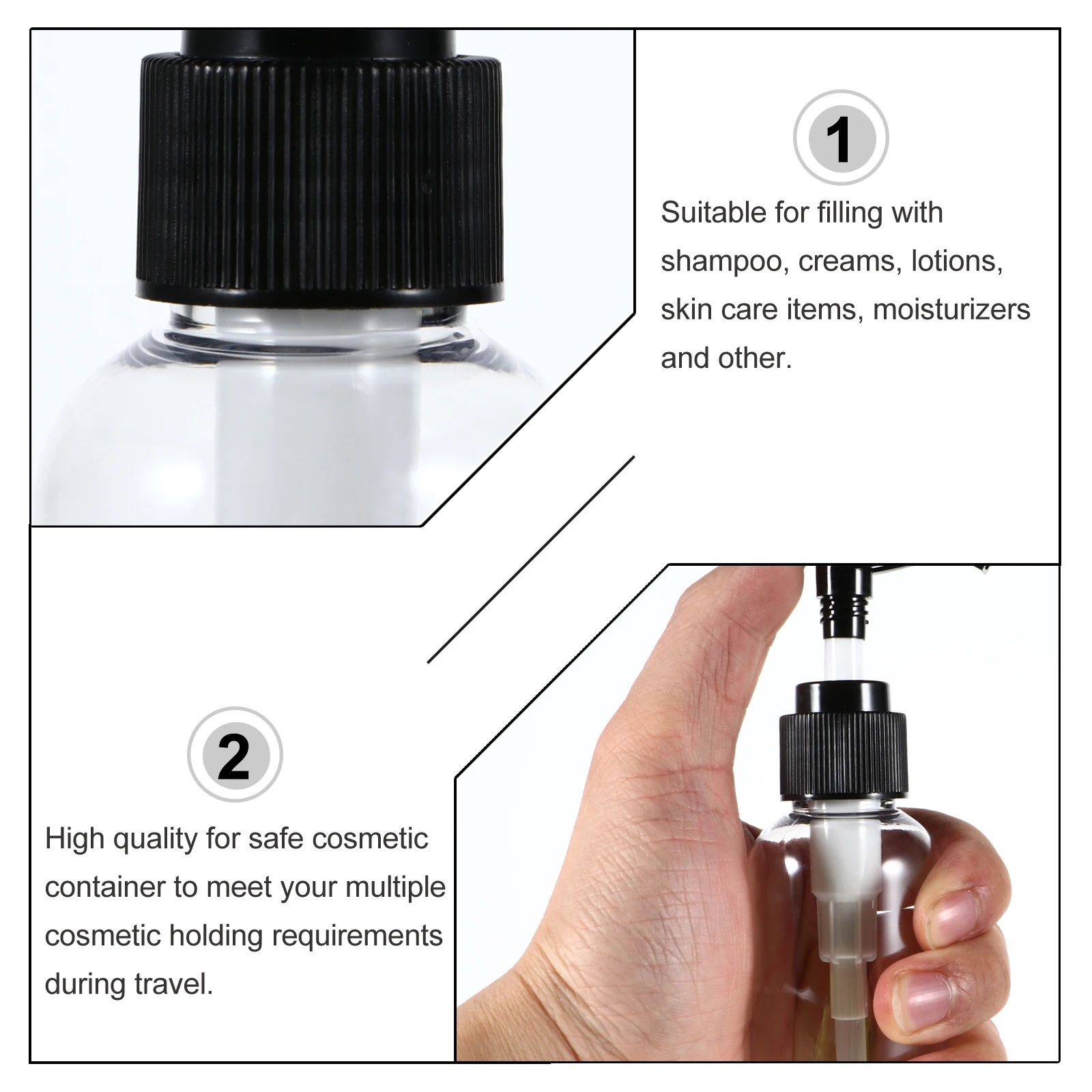 

6 Pcs Lotion Pump Bottle Toiletries Container Dispenser Portable Storage Travel Shampoo Empty