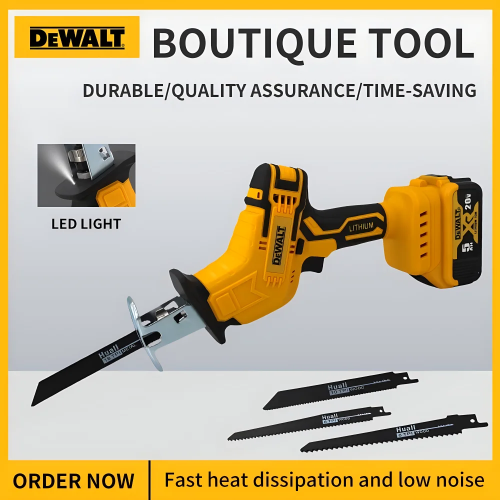 DEWALT Handheld Reciprocating Saw Household Rechargeable Electric Saw Wood /Metal /Garden Tree Cutting Multi-Functional Tools
