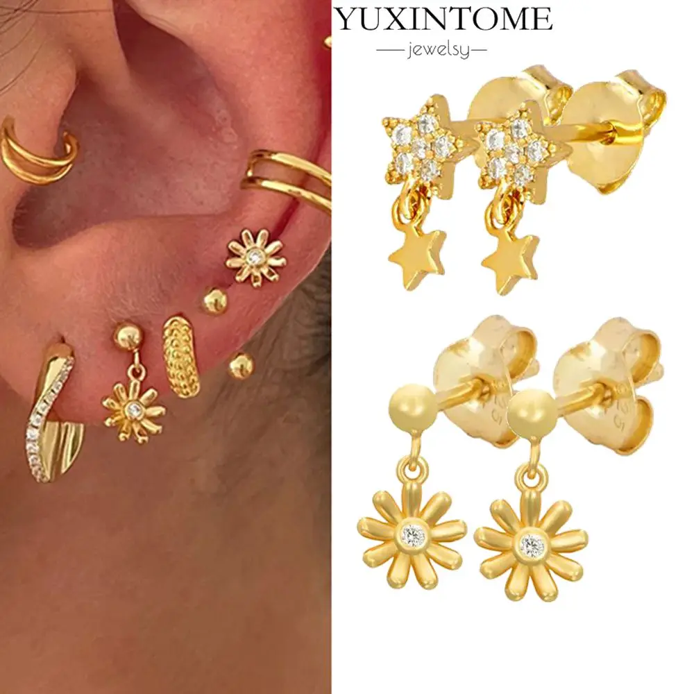 

Серьги-гвоздики из стерлингового серебра 925 пробы с иглами для ушей, мини-серьги-гвоздики серии «Звезда/Луна», геометрический пирсинг, золотые серьги, ювелирные изделия, подарок на вечеринку