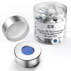 100 Pieces 20*3mm Aluminum Crimp Seal Cap With Blue Nature PTFE Silicone Septa
