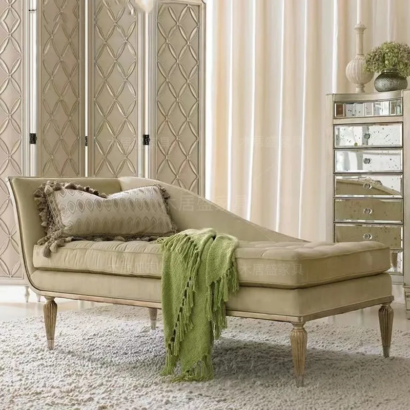 American luxury  French pastoral sofa couch bedroom  French chaise longue sofa