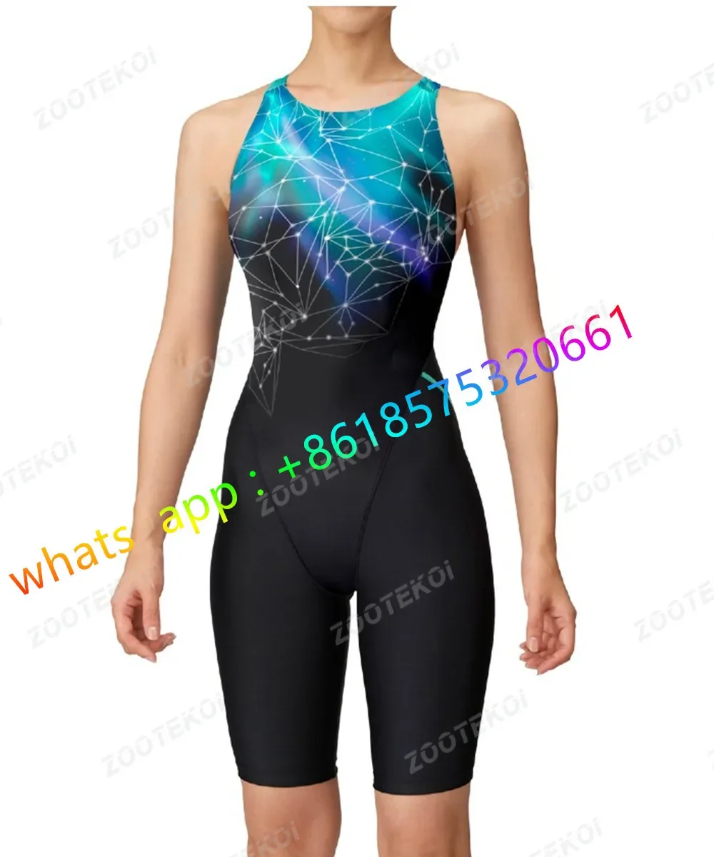 Costumi da bagno concorrenza lunghezza al ginocchio un pezzo wimsuit donna Triathlon body Bikini Beach Wear Sport Comfort costume da bagno