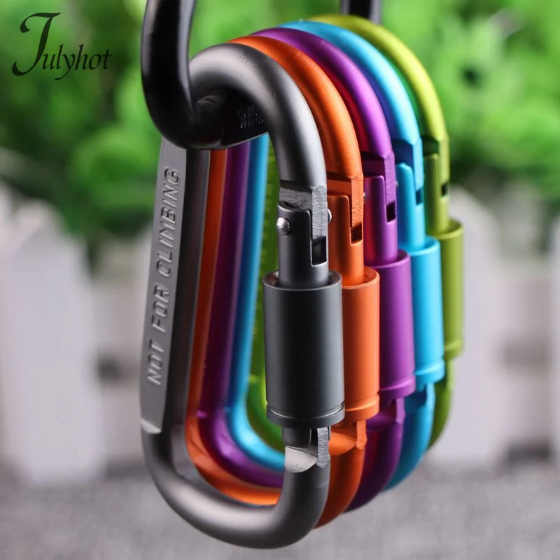 4Pcs 8cm Aluminum Alloy Carabiner D-Ring Key Chain Clip Camping Keyring Snap Hook Outdoor Travel Kit GYH