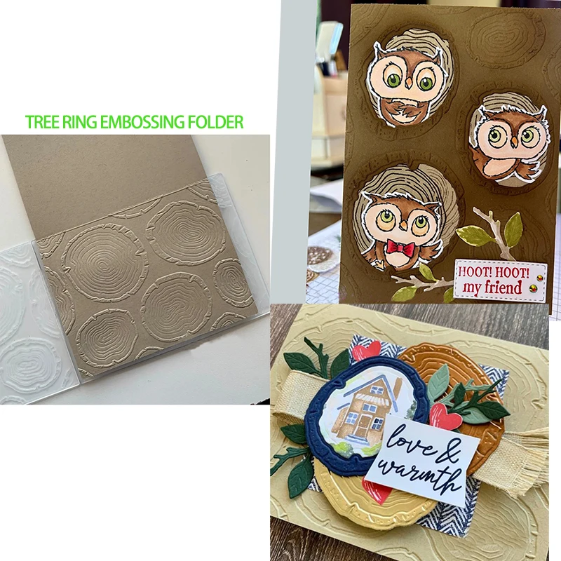 3D Embossing Folder Tree ring Woodgrain  Wood Tree Hole Interactive Embosssing Folder for Card Making and Scrapbook Dec