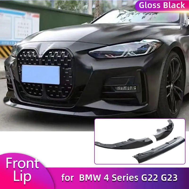 ABS Hochglanz-Schwarz Frontspoilerlippe für BMW 4er G22 G23 430i 440i M-Sport 2021 2022 Auto Frontspoilerlippe Splitter Kinnlippe