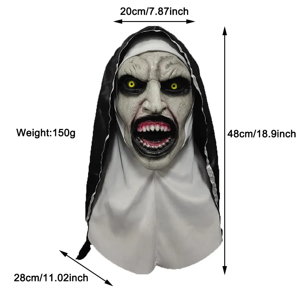 Nun maschere in lattice con turbante Valak per le donne Halloween Evil Daemon Cosplay Costume puntelli Horror Party femminile Dress Up Helmet Prop