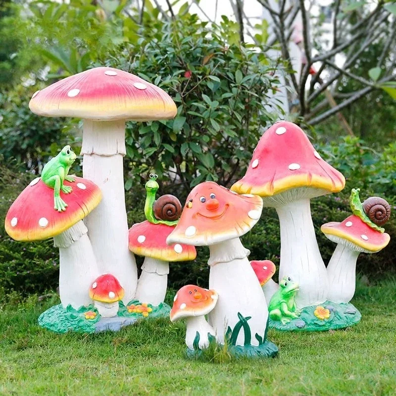 Simulation mushroom ornaments Outdoor garden landscape Sculpture ornaments Villa entry Garden yard Garden decoration