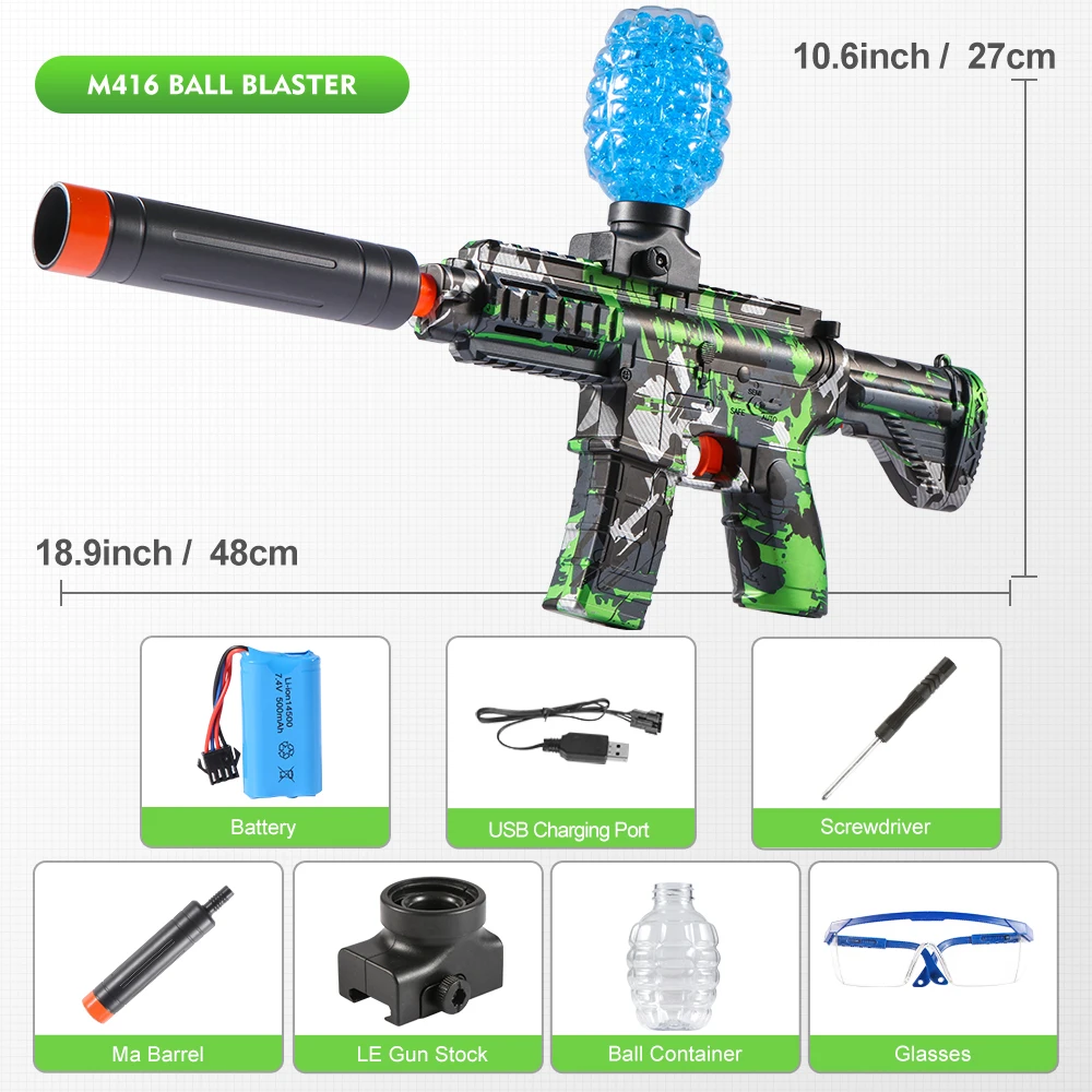 M416 Elektrische Ball Blaster Speelgoedpistool - Hoge Snelheid, Metalen Afwerking, Oplaadbaar - Buitenspel Party Cadeau (Kogels Niet Inbegrepen)