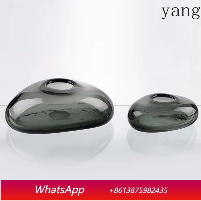 

Minimalist Irregular Round Glass Vase Hydroponic Plant Pot Dining Table Decoration