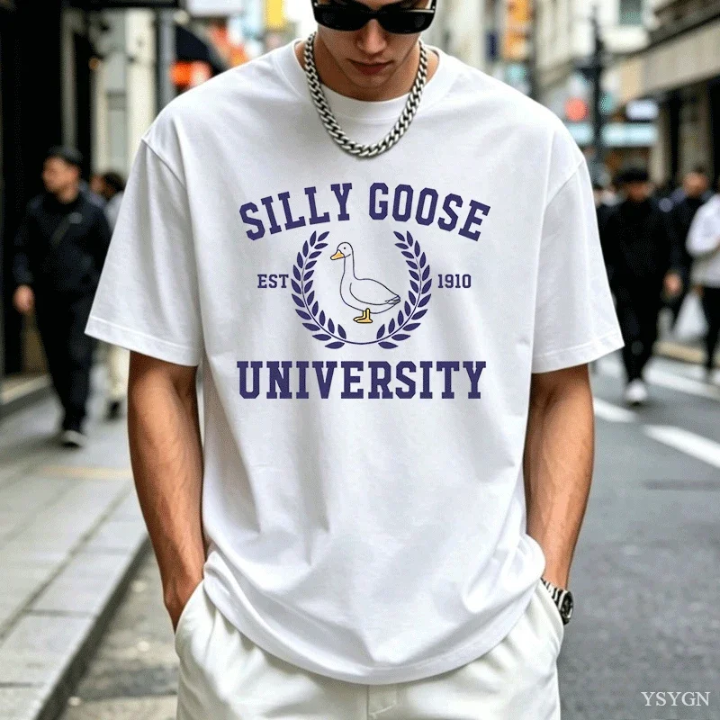 Silly Goose University Funny Meme Graphic T-shirt Men Women Casual Soft Cotton T Shirts Male Fashion Vintage Oversized Tshirt