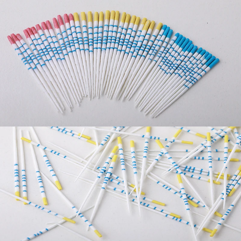 Puntos de papel absorbentes para endodoncia Dental, Material Dental para Canal radicular, fibra de algodón, graduado mm 100 piezas, F1F2F3 04 06