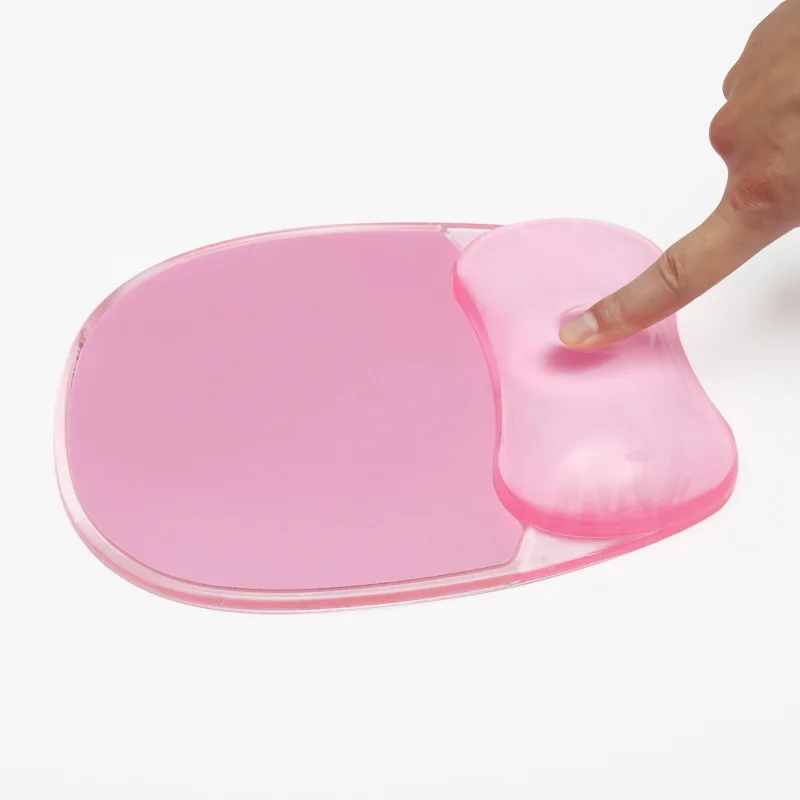 Transparent Crystal Wrist Guard Mouse Pad, New Summer Soft, Refreshing, Anti-slip and Waterproof Wrist Pad, Pink Office Desk Pad