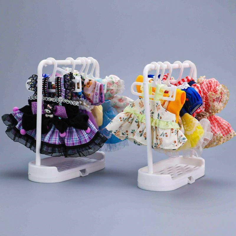 Suit 10-20cm Cotton Doll BJD Doll Outfit Clothes Hanger For Labubu Doll Clothing Hanger Support Rack Set Dollhouse Accessories