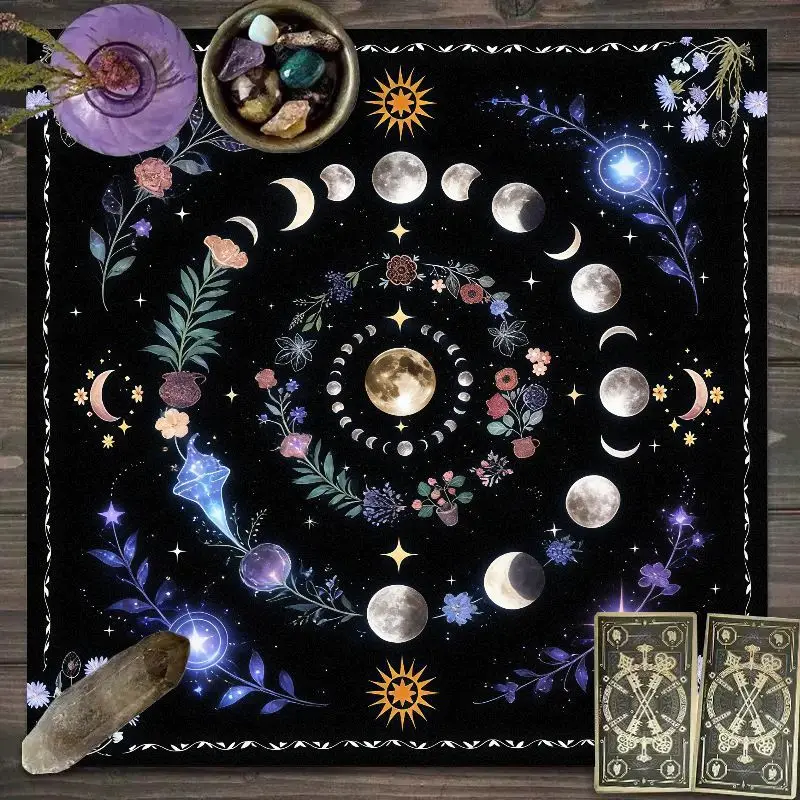 VIKAMA orange marigold day of the dead wiccan altar cloth ritual wall hanging tapestry ideal for reiki crystal grid spell work