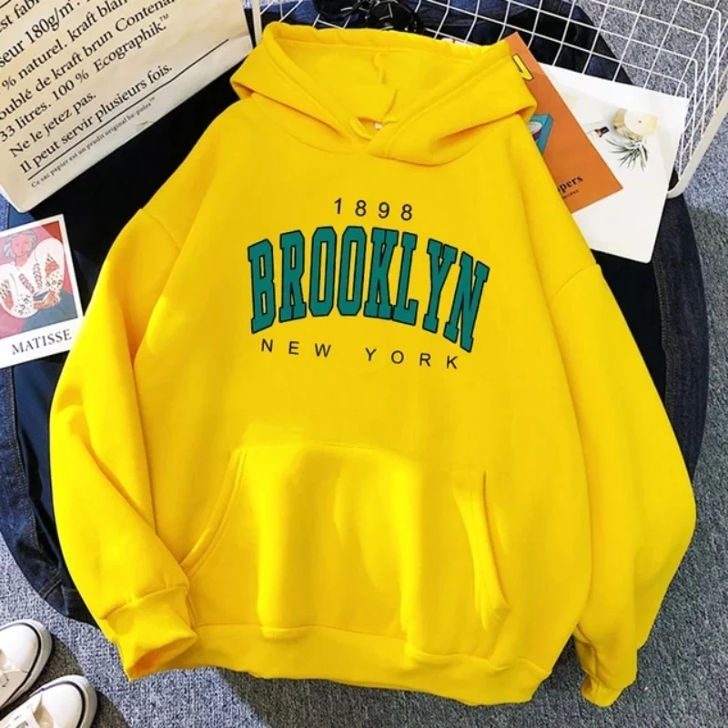 1898 Brooklyn New York printed men\'s hoodie spring and autumn fashion wool hoodie creative sweatshirt street loose sweatshirt