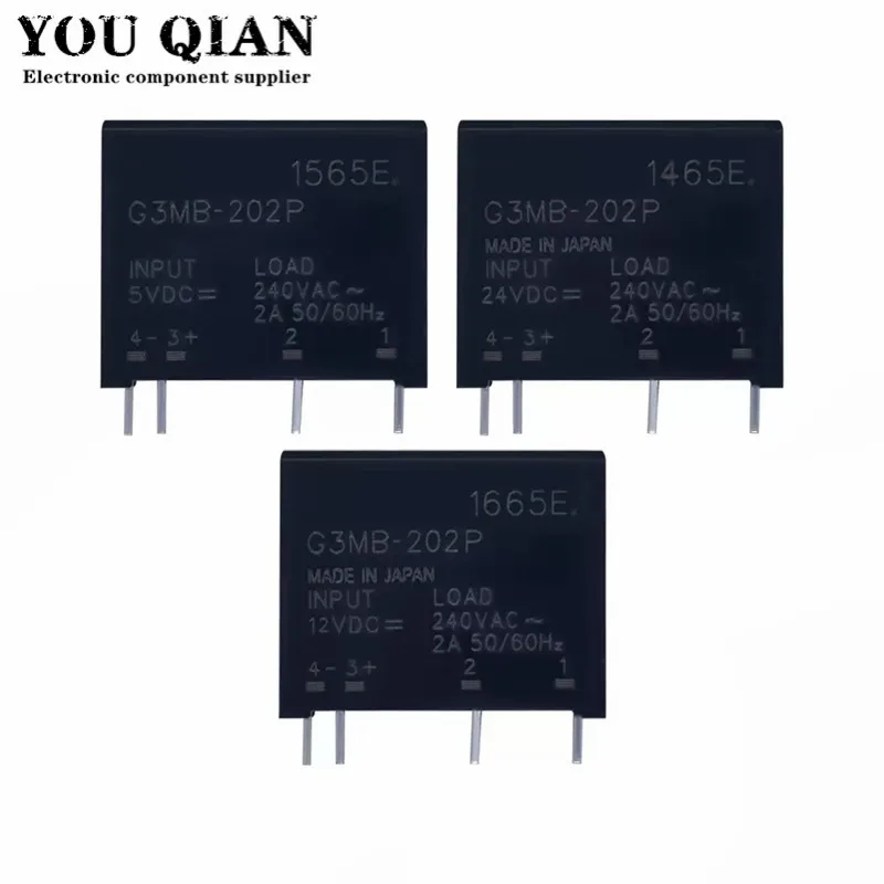 10Pcs 5V 12V 24V DC-AC Solid State Relay Module G3MB-202P G3MB 202P PCB SIP SSR AC 240V 2A Snubber Circuit Resistor Relay Switch