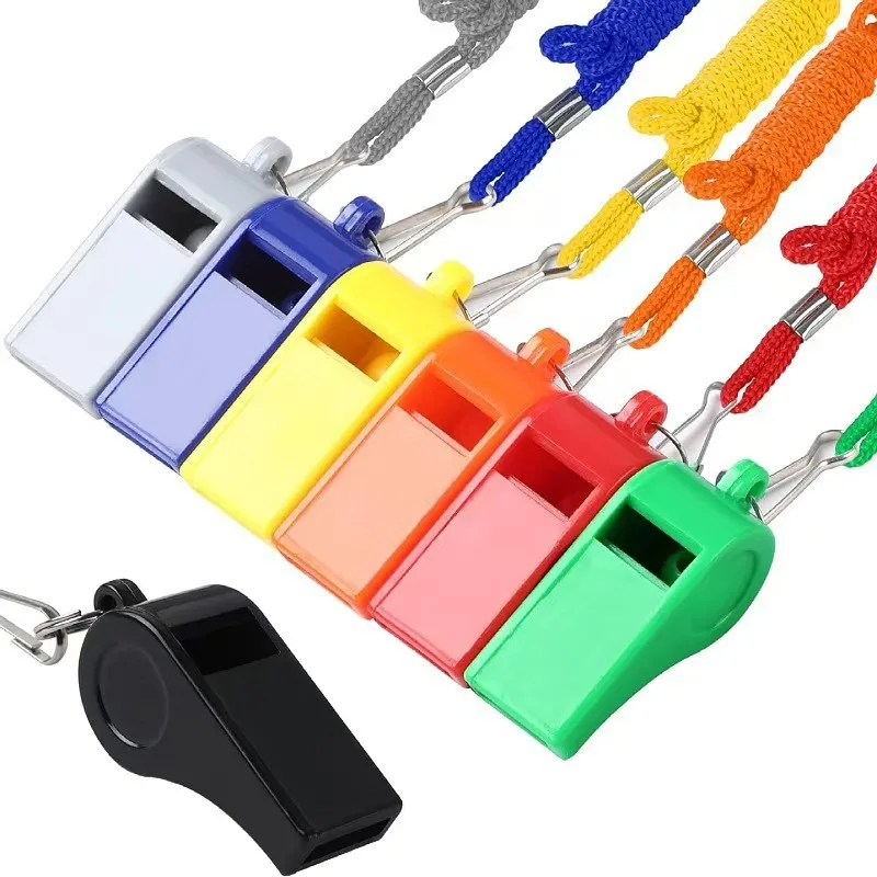 Plastic Whistle with Hook Lanyard, Loud Sound Referee Whistle, Multi-color Portable Whistle for Sports, Training, Emergency