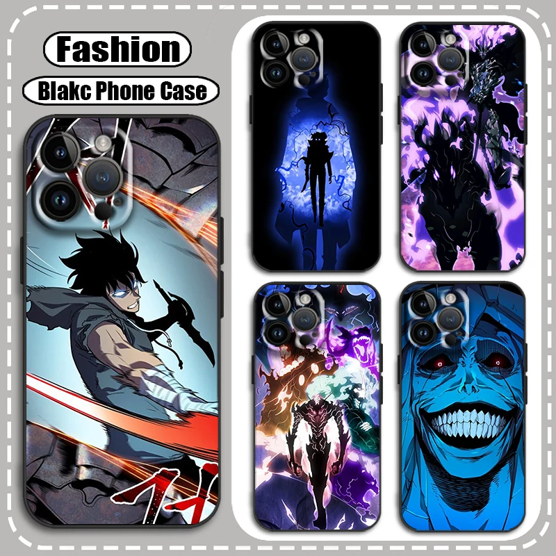 Solo Leveling Hot Comic For Apple iPhone 15 14 13 12 11 XS XR X 8 7 Pro Max Plus Mini Shockproof Soft Black Phone Case