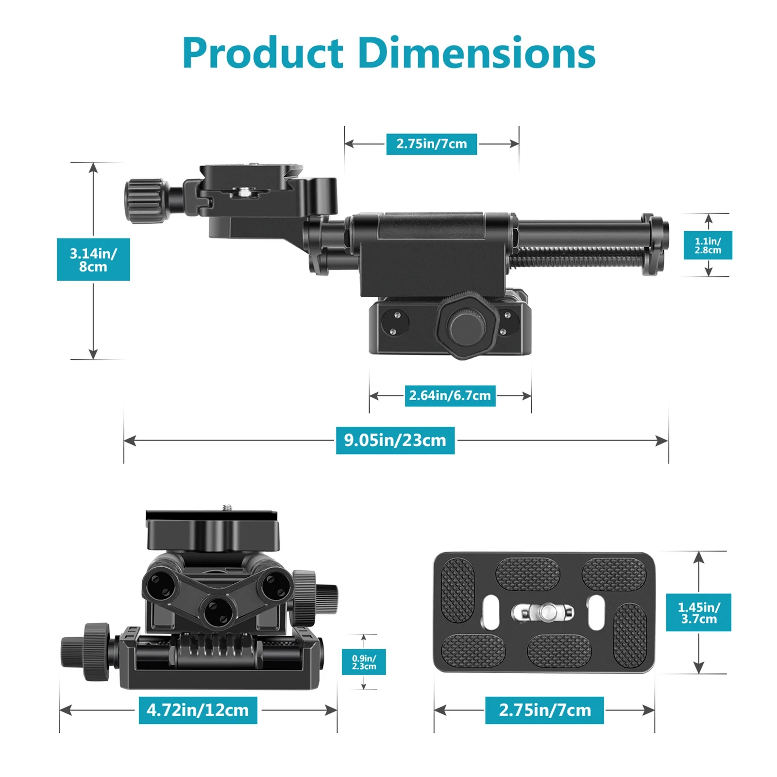 Lanxire Pro 4 Way Macro Focusing Focus Rail Slider with Arca Type Quick Release Plate for Canon Nikon Fujifilm Sony DSLR Camera