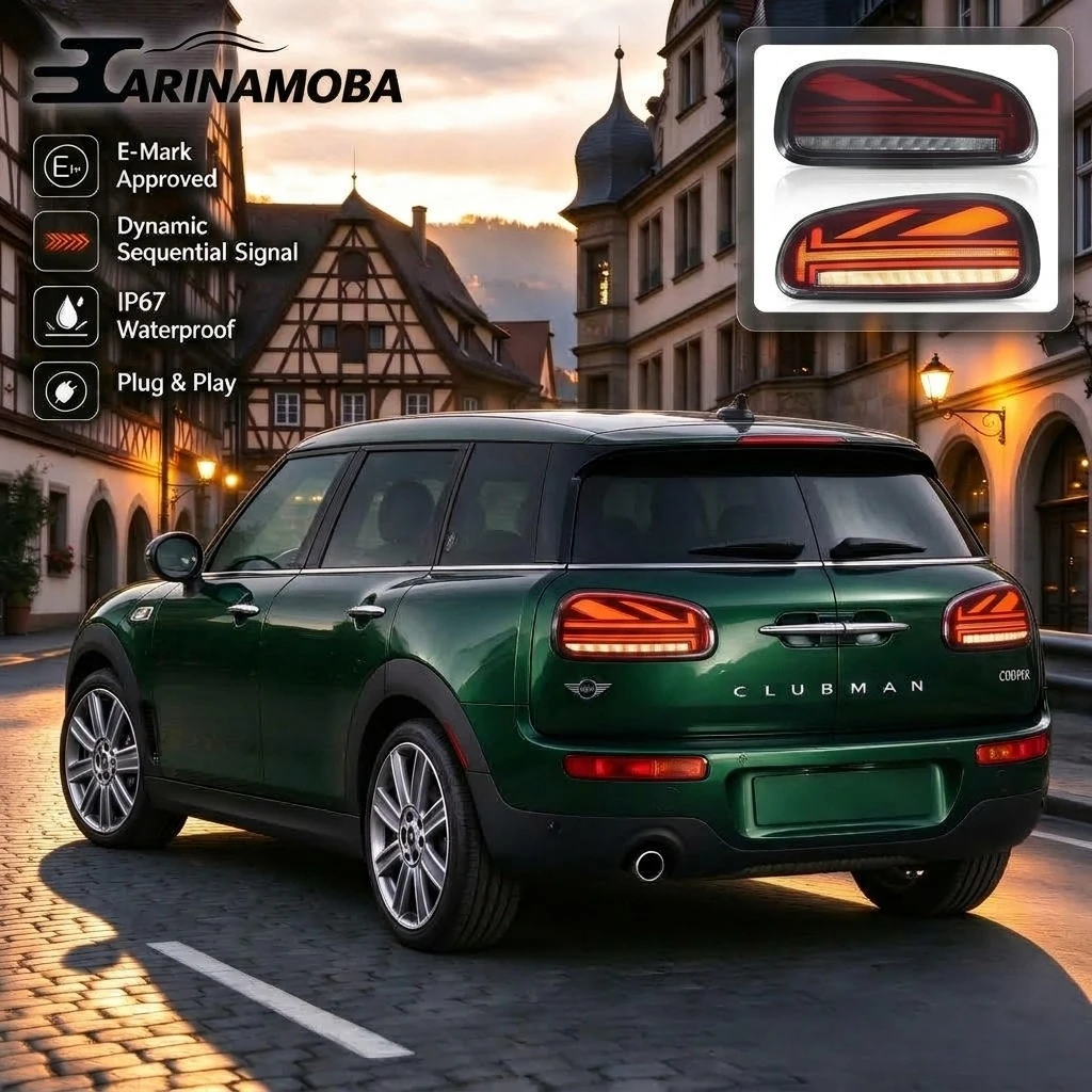 CARINAMOBA Union Jack LED-Rückleuchten für BMW Mini Clubman F54 2015-2023 Euro-Spezifikation Rücklicht mit Bernsteinfarbenem Sequentiellem Blinker E-Mark