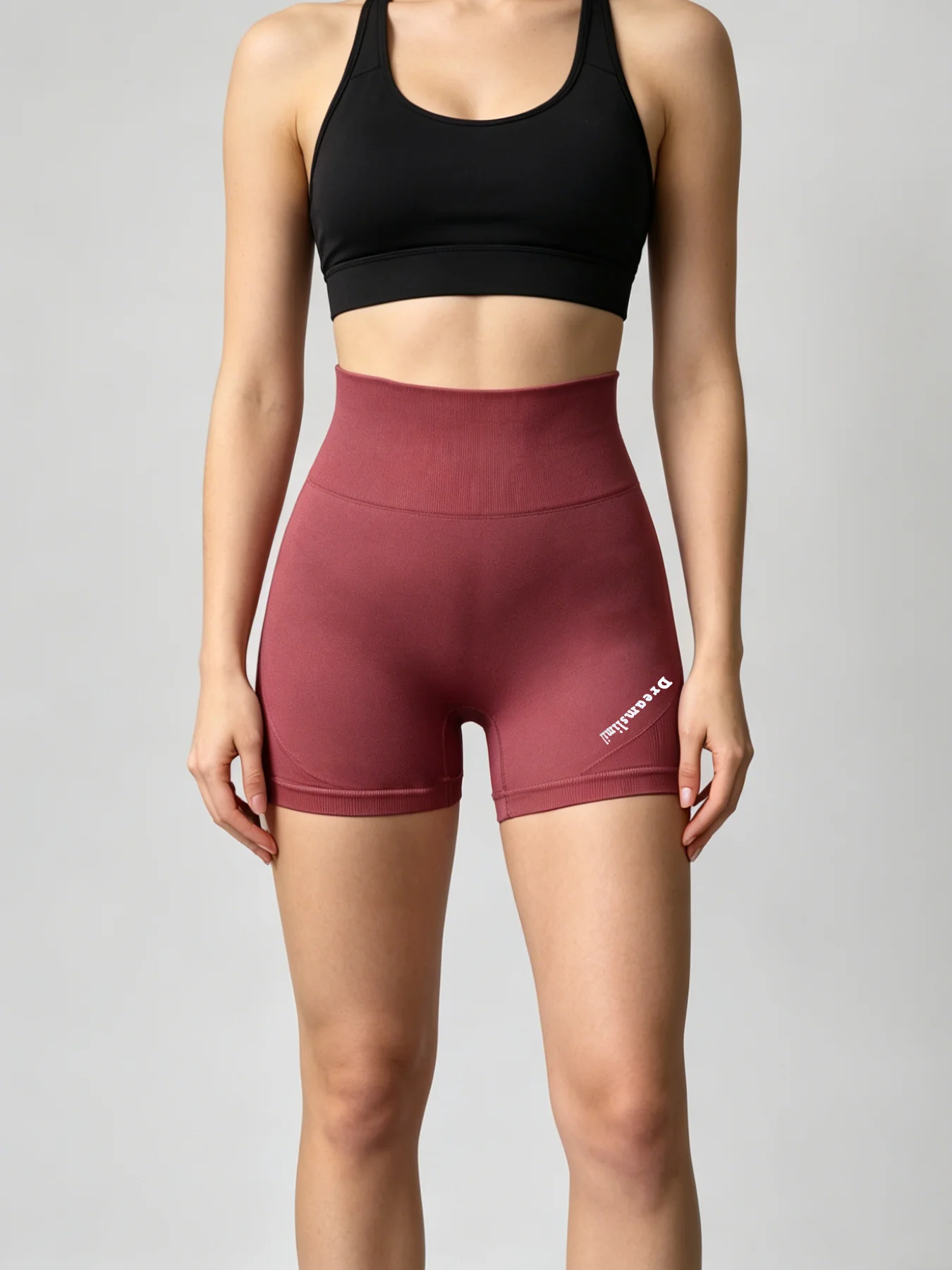 Seamless High Waist Yoga Shorts Ribbed Butt Lifting Workout Biker Shorts for Women