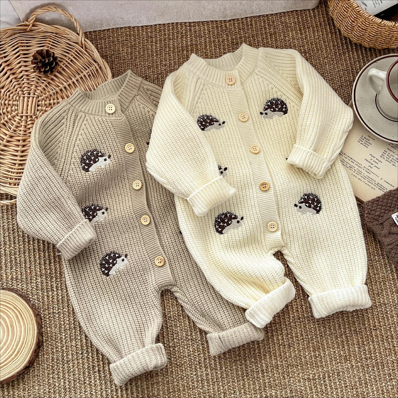 

Baby Knitted Jumpsuit 2024 Autumn Spring Baby Girl's Clothes Super Cute Korean Girl's Knitting Climbing Clothes