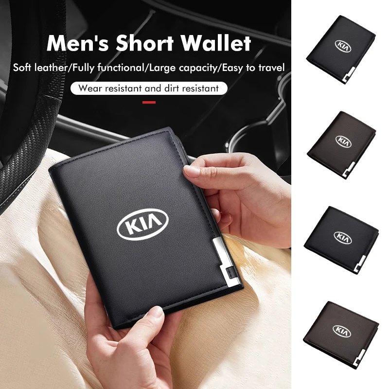 Car Portable Wallets ID Card Holder Multifunctional Purse  For KIA Ceed Sportage Rio K5 K2 Optima Cerato Proceed Venga