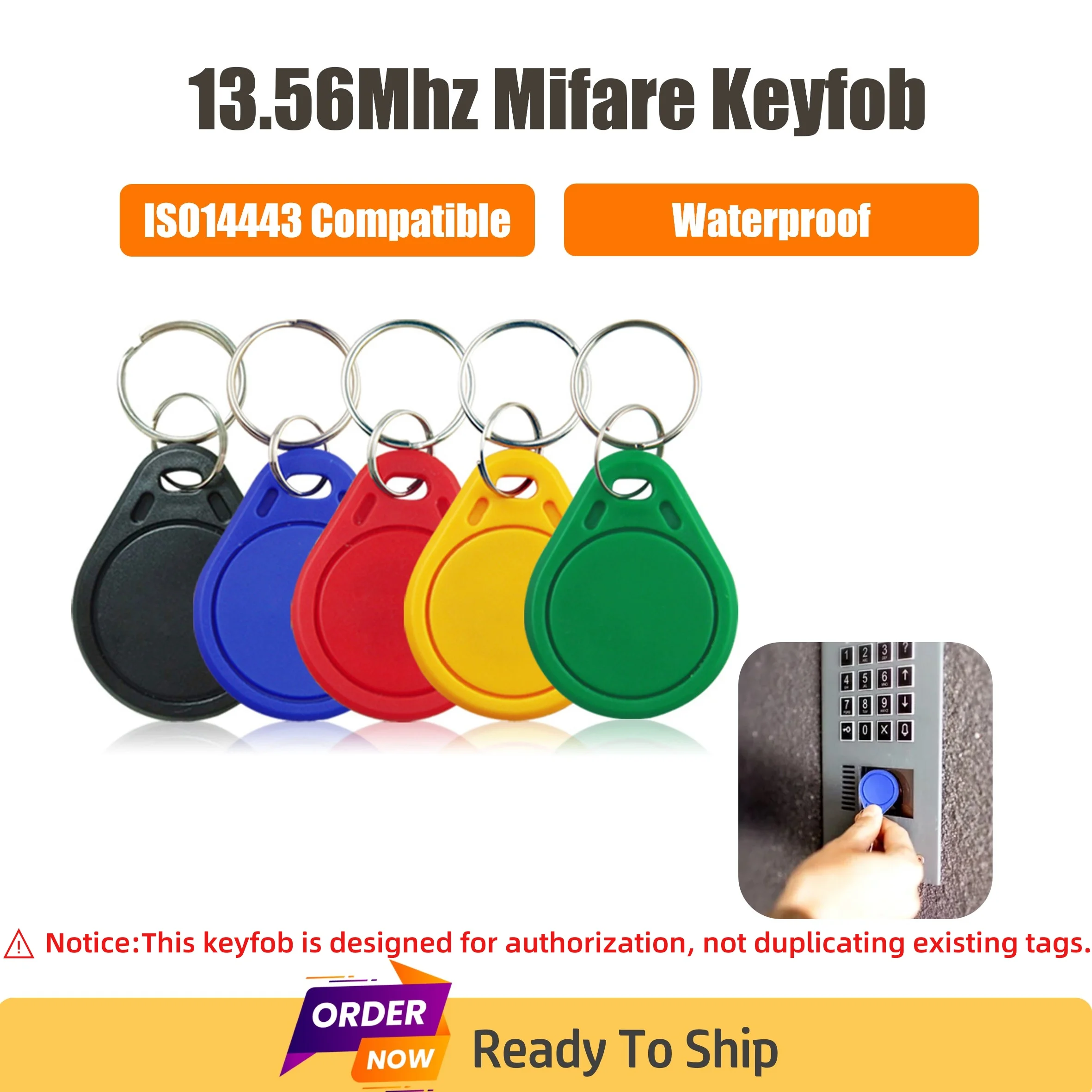 

5p 10p 13.56Mhz RFID Keyfob High Frequency MF Keytag Proximity Card S50 Classic 1K Smart Tag NFC keychain fob for Access Control