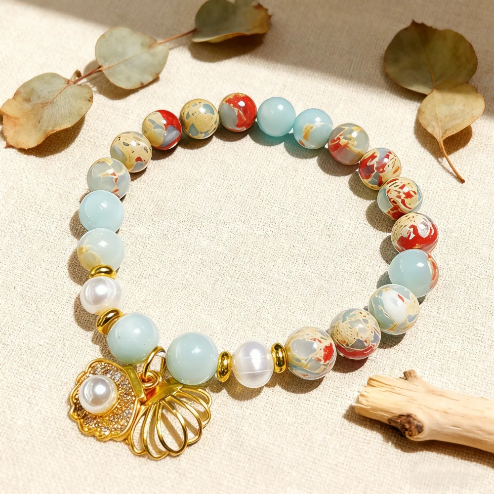

Jewelry Bracelet Fashion Natural Shoushan Stone Pearl Women's Hand Bracelets Handmade energy lucky unique charm