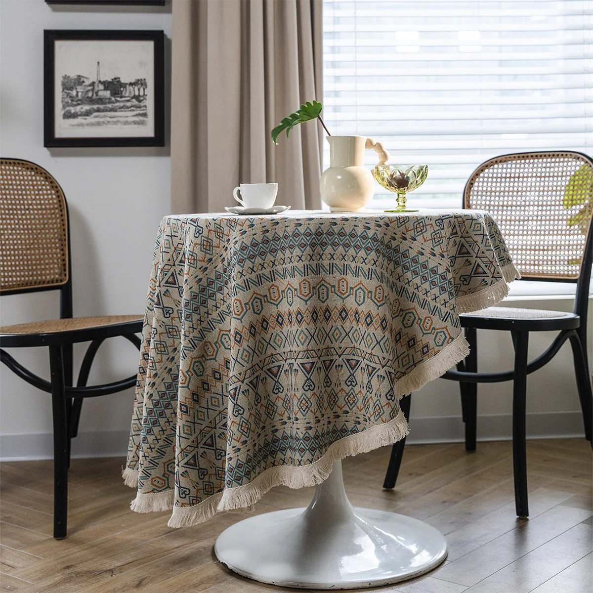 

Geometric Jacquard Round Tablecloth Thicken Coffee Table Cover Nordic Home Textile Party Wedding Decor